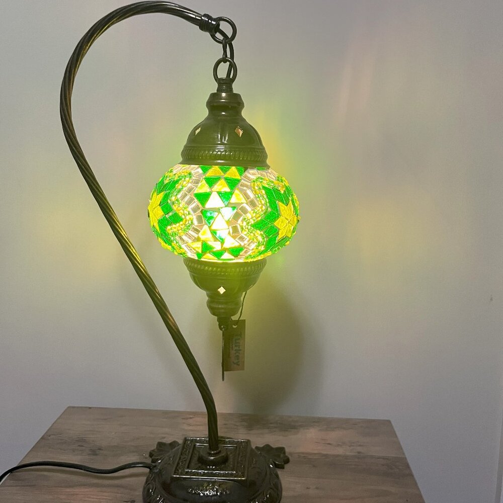 Mosaic Table Lamp Green  Bedside Lampshade Light